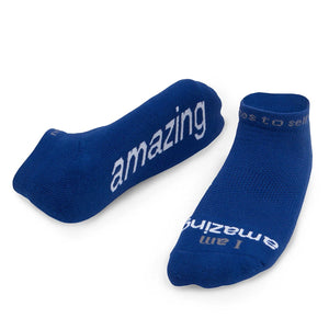 'I am amazing'® blue low-cut socks