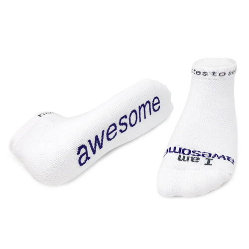 'I am awesome'® white low-cut socks