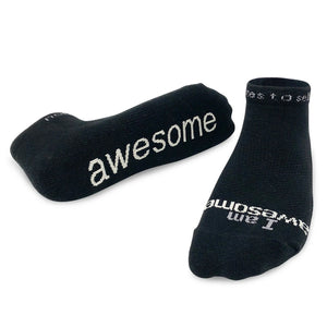 'I am awesome'® black low-cut socks