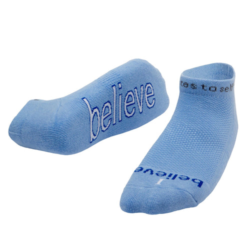 'I believe' blue low-cut socks