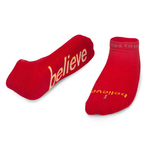 'I believe' red low-cut socks