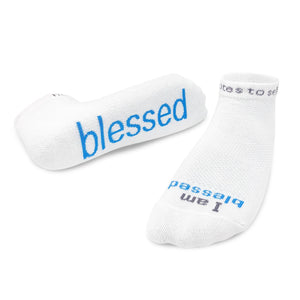 'I am blessed'™* white low-cut socks