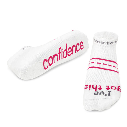 'I've got this - confidence'™ white 'LITE-NOTES'™ socks - bold pink words