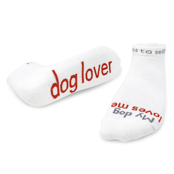 'My dog loves me - dog lover'™ white low-cut socks