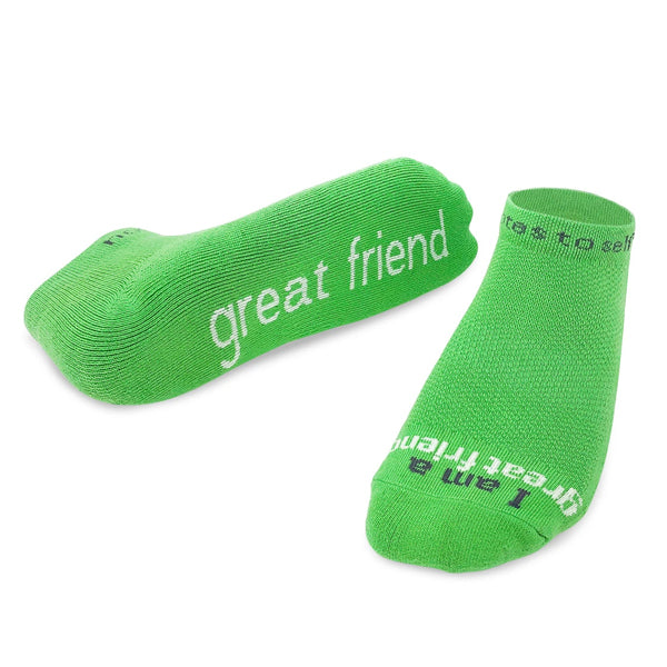 'I am a great friend'® cactus green low-cut socks