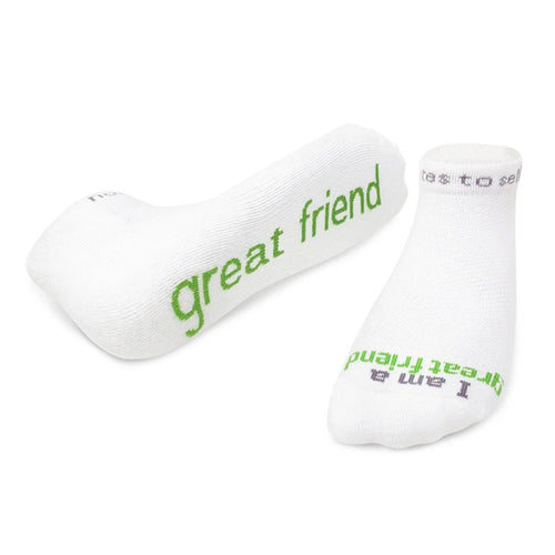 'I am a great friend'® white low-cut socks