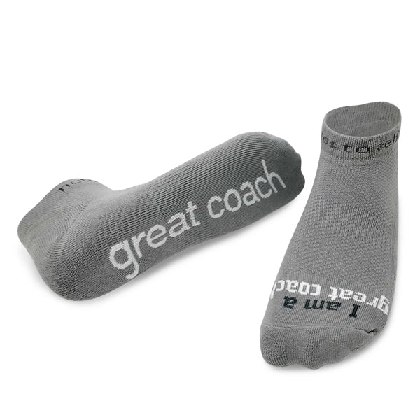 'I am a great coach'™ grey low-cut socks