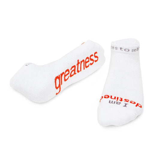 'I am destined - greatness'™ white low-cut socks