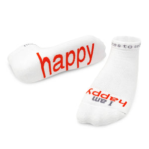 'I am happy'™* white low-cut socks