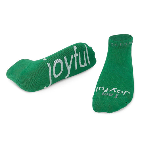 'I am joyful'™ green low-cut socks