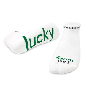 'I am lucky'® white low-cut socks
