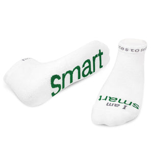 'I am smart' white low-cut socks