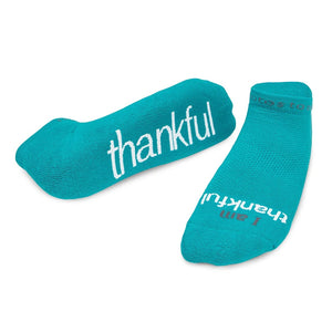'I am thankful'™ teal blue low-cut socks