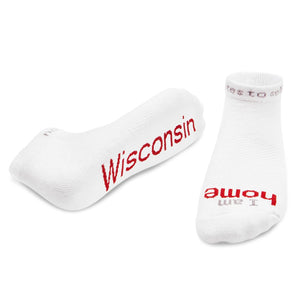 'I am home® - Wisconsin' white low-cut socks